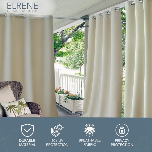 Elrene Home Fashions Connor Solid Light Filtering Single Grommet Curtain Panel 52 x 108 Taupe - 图片 2