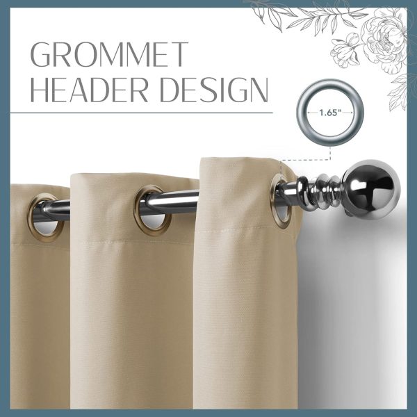 Elrene Home Fashions Connor Solid Light Filtering Single Grommet Curtain Panel 52 x 108 Taupe - 图片 4