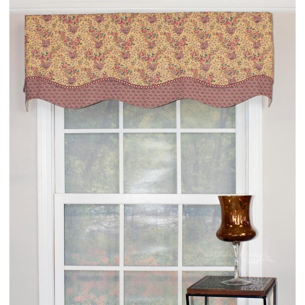 RLF Home Lavender Days Trimmed Glory 100% Cotton with Fully Lined 3 Rod Pocket Valnance for Windows 50 x 16 Lavender - 图片 2