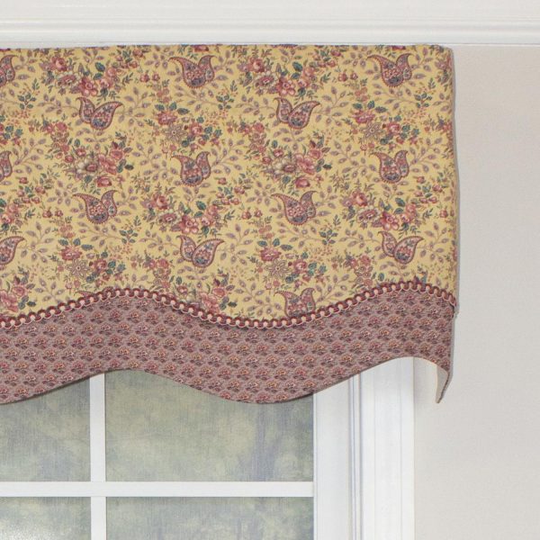 RLF Home Lavender Days Trimmed Glory 100% Cotton with Fully Lined 3 Rod Pocket Valnance for Windows 50 x 16 Lavender - 图片 3