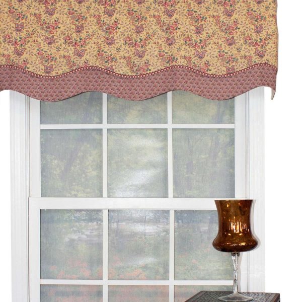 RLF Home Lavender Days Trimmed Glory 100% Cotton with Fully Lined 3 Rod Pocket Valnance for Windows 50 x 16 Lavender - 图片 5