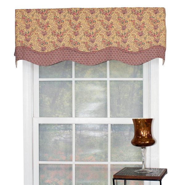 RLF Home Lavender Days Trimmed Glory 100% Cotton with Fully Lined 3 Rod Pocket Valnance for Windows 50 x 16 Lavender