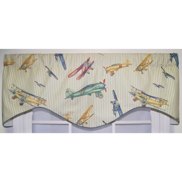 RLF Home Air Show Cornice 100% Cotton with Fully Lined 3 Rod Pocket Valnance for Windows 50 x 17 Antique - 图片 2
