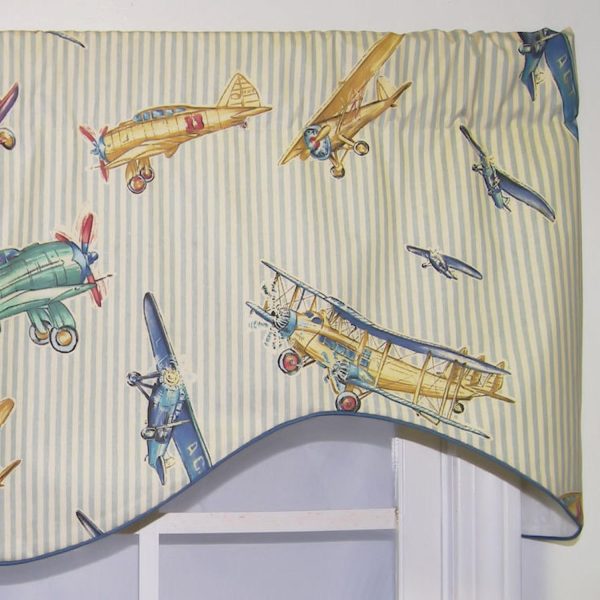 RLF Home Air Show Cornice 100% Cotton with Fully Lined 3 Rod Pocket Valnance for Windows 50 x 17 Antique - 图片 3