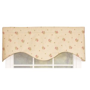 RLF Home Hillside Corded Cornice 100% Cotton with Fully Lined 3 Rod Pocket Valnance for Windows 50 x 17 Natural
