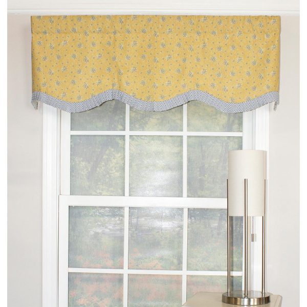 RLF Home Freida Ruffled Provance 100% Cotton with Fully Lined 3 Rod Pocket Valnance for Windows 50 x 15 Cornflower - 图片 2