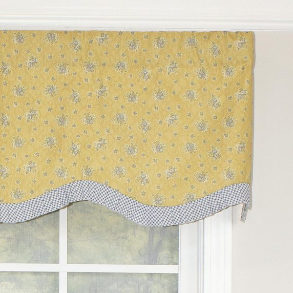 RLF Home Freida Ruffled Provance 100% Cotton with Fully Lined 3 Rod Pocket Valnance for Windows 50 x 15 Cornflower - 图片 3