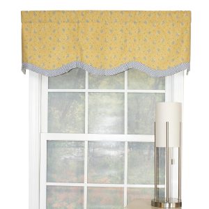 RLF Home Freida Ruffled Provance 100% Cotton with Fully Lined 3 Rod Pocket Valnance for Windows 50 x 15 Cornflower