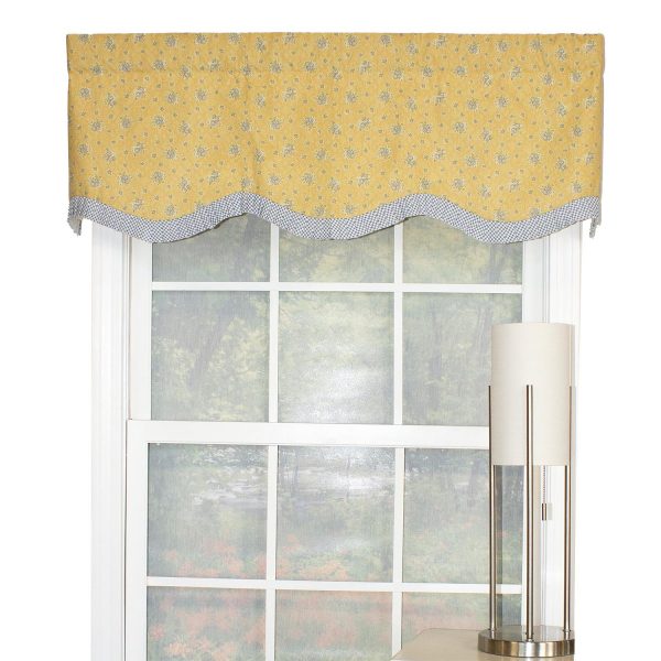 RLF Home Freida Ruffled Provance 100% Cotton with Fully Lined 3 Rod Pocket Valnance for Windows 50 x 15 Cornflower