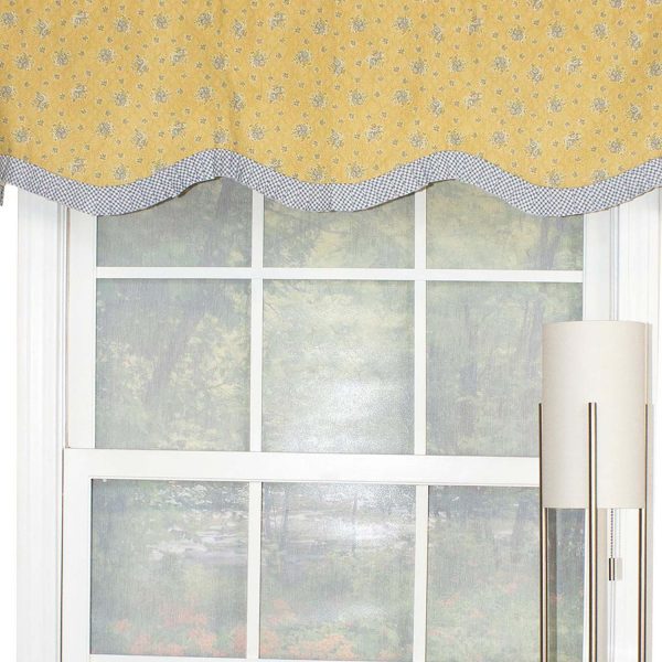 RLF Home Freida Ruffled Provance 100% Cotton with Fully Lined 3 Rod Pocket Valnance for Windows 50 x 15 Cornflower - 图片 5