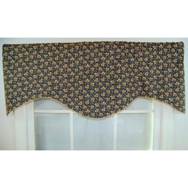 RLF Home Fenia Cornice 100% Cotton with Fully Lined 3 Rod Pocket Valnance for Windows 50 x 17 Blue - 图片 2