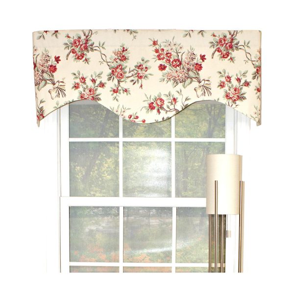 RLF Home Dewillow Cornice 100% Cotton with Fully Lined 3 Rod Pocket Valnance for Windows 50 x 17 Natural