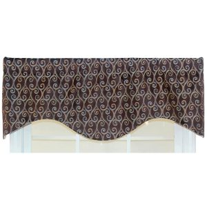 RLF Home Twine Cornice  100% Cotton with Fully Lined 3 Rod Pocket Valnance for Windows 50 x 17 Cocoa