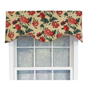 RLF Home Ennis Corded Cornice 100% Cotton with Fully Lined 3 Rod Pocket Valnance for Windows 50 x 17 Butter