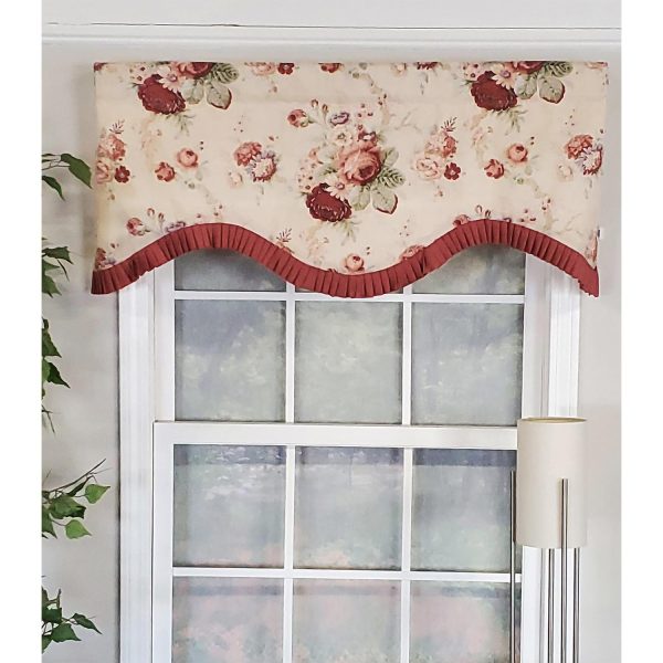 RLF Home Norfolk Ruffled Cornice 100% Cotton with Fully Lined 3 Rod Pocket Valnance for Windows 50 x 17 Natural - 图片 2
