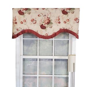 RLF Home Norfolk Ruffled Cornice 100% Cotton with Fully Lined 3 Rod Pocket Valnance for Windows 50 x 17 Natural