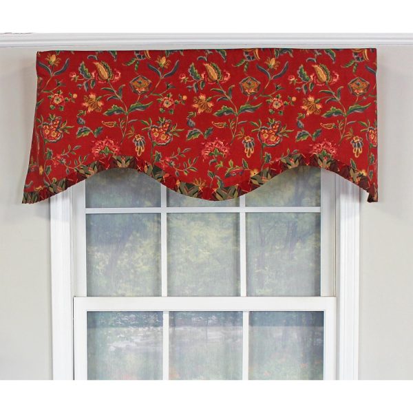 RLF Home Norwell Ruffled Cornice  100% Cotton with Fully Lined 3 Rod Pocket Valnance for Windows 50 x 17 Red - 图片 2