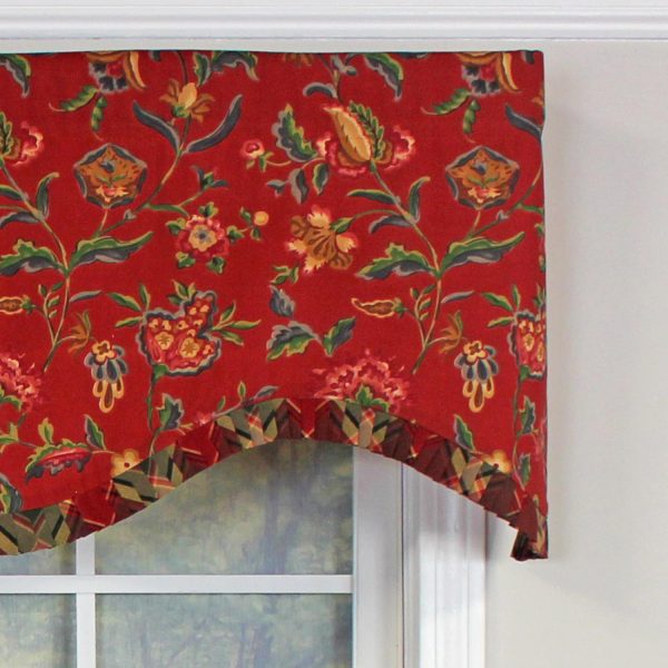 RLF Home Norwell Ruffled Cornice  100% Cotton with Fully Lined 3 Rod Pocket Valnance for Windows 50 x 17 Red - 图片 3