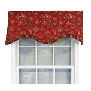 RLF Home Norwell Ruffled Cornice  100% Cotton with Fully Lined 3 Rod Pocket Valnance for Windows 50 x 17 Red