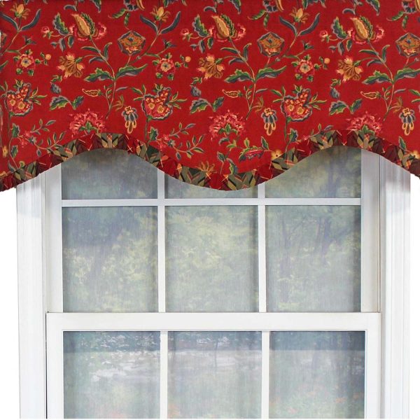 RLF Home Norwell Ruffled Cornice  100% Cotton with Fully Lined 3 Rod Pocket Valnance for Windows 50 x 17 Red - 图片 5