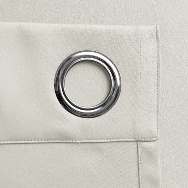 Cream Thermal Blackout Eyelet Curtains - 图片 2