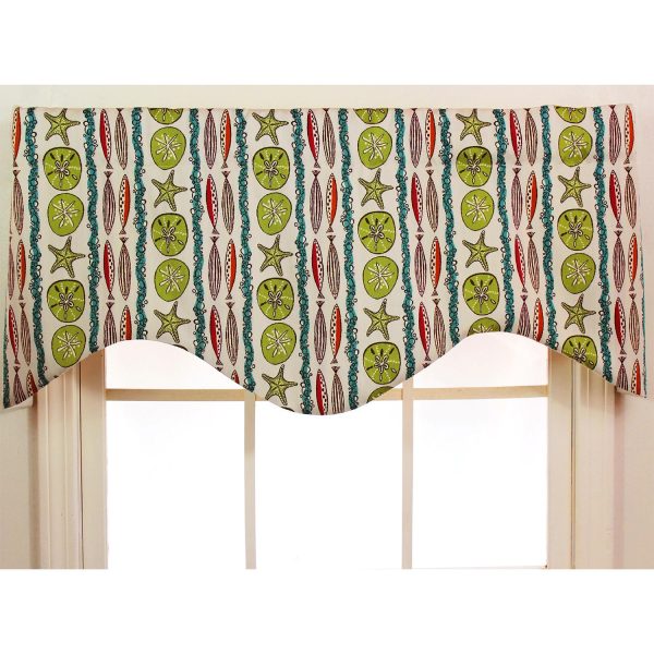 RLF Home Sea Walk Cornice 100% Cotton with Fully Lined 3 Rod Pocket Valnance for Windows 50 x 17 Multi - 图片 2