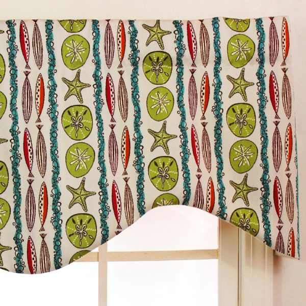 RLF Home Sea Walk Cornice 100% Cotton with Fully Lined 3 Rod Pocket Valnance for Windows 50 x 17 Multi - 图片 3