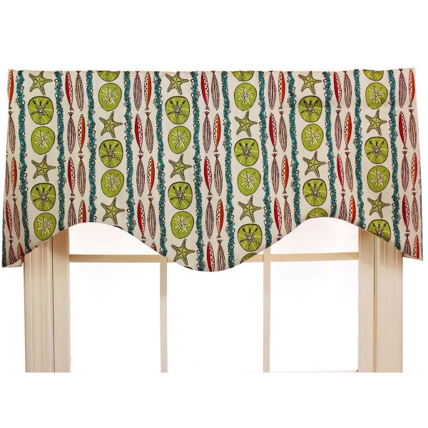 RLF Home Sea Walk Cornice 100% Cotton with Fully Lined 3 Rod Pocket Valnance for Windows 50 x 17 Multi