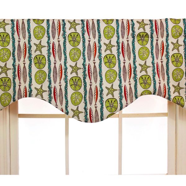 RLF Home Sea Walk Cornice 100% Cotton with Fully Lined 3 Rod Pocket Valnance for Windows 50 x 17 Multi - 图片 5