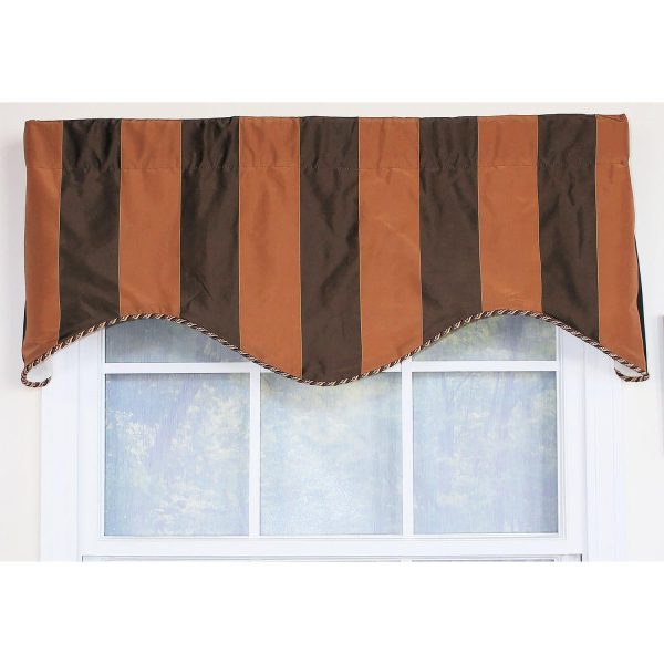 RLF Home Pascal Corded Cornice 100% Cotton with Fully Lined 3 Rod Pocket Valnance for Windows 50 x 17 Chocolate - 图片 2
