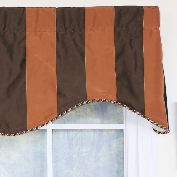 RLF Home Pascal Corded Cornice 100% Cotton with Fully Lined 3 Rod Pocket Valnance for Windows 50 x 17 Chocolate - 图片 3