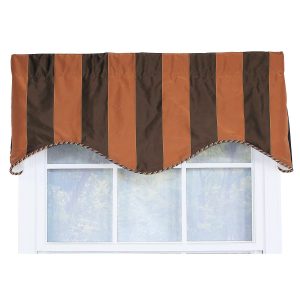 RLF Home Pascal Corded Cornice 100% Cotton with Fully Lined 3 Rod Pocket Valnance for Windows 50 x 17 Chocolate