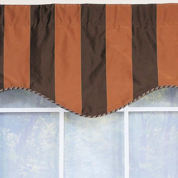 RLF Home Pascal Corded Cornice 100% Cotton with Fully Lined 3 Rod Pocket Valnance for Windows 50 x 17 Chocolate - 图片 5