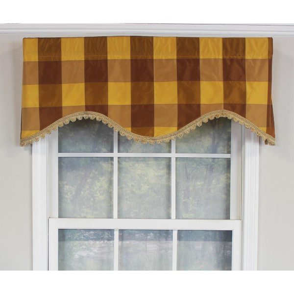 RLF Home Pascal Trimmed Cornice 100% Cotton with Fully Lined 3 Rod Pocket Valnance for Windows 50 x 17 Bronze - 图片 2