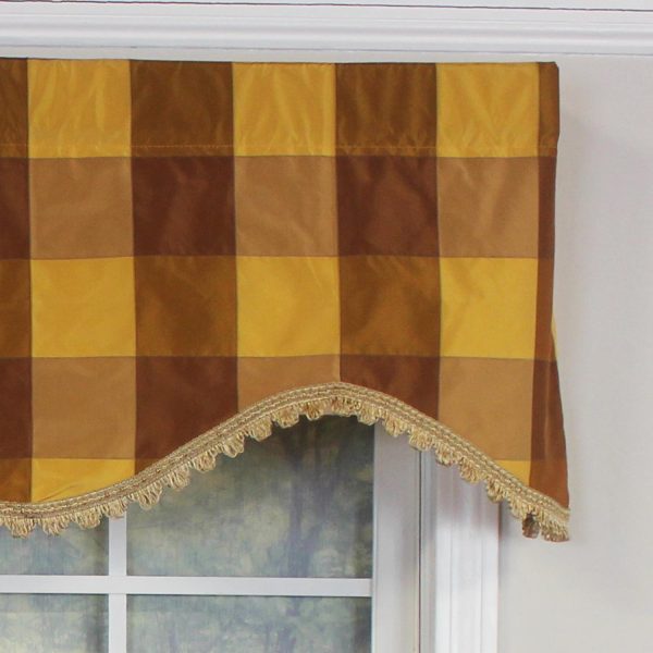 RLF Home Pascal Trimmed Cornice 100% Cotton with Fully Lined 3 Rod Pocket Valnance for Windows 50 x 17 Bronze - 图片 3