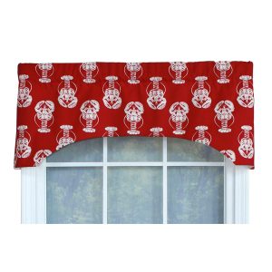 RLF Home Claws Arch 100% Cotton with Fully Lined 3 Rod Pocket Valnance for Windows 50 x 17 Red