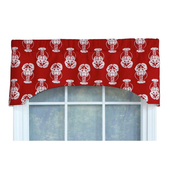RLF Home Claws Arch 100% Cotton with Fully Lined 3 Rod Pocket Valnance for Windows 50 x 17 Red