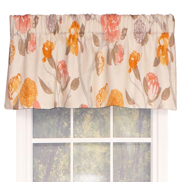 RLF Home Yoshino Tailored Window Treatment Valance 3 Rod Pocket 50 x 14 Kumquat