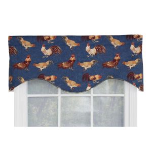 RLF Home Rise N Shine Cornice 100% Cotton with Fully Lined 3 Rod Pocket Valnance for Windows 50 x 17 Denim