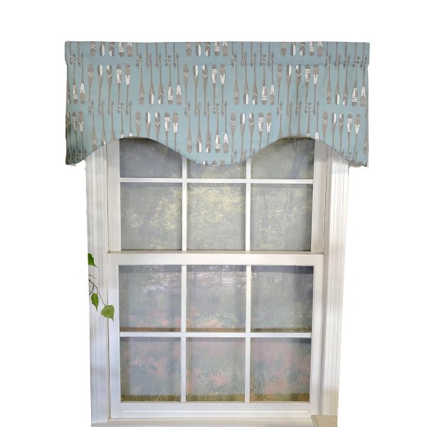 RLF Home Paddle Away Cornice  100% Cotton with Fully Lined 3 Rod Pocket Valnance for Windows 50 x 17 Spa