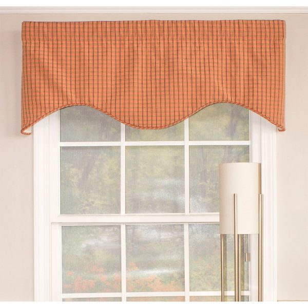RLF Home Common Check Corded Cornice 100% Cotton with Fully Lined 3 Rod Pocket Valnance for Windows 50 x 17 Candy - 图片 2