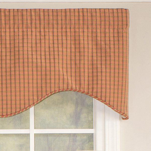 RLF Home Common Check Corded Cornice 100% Cotton with Fully Lined 3 Rod Pocket Valnance for Windows 50 x 17 Candy - 图片 3