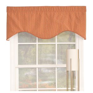 RLF Home Common Check Corded Cornice 100% Cotton with Fully Lined 3 Rod Pocket Valnance for Windows 50 x 17 Candy