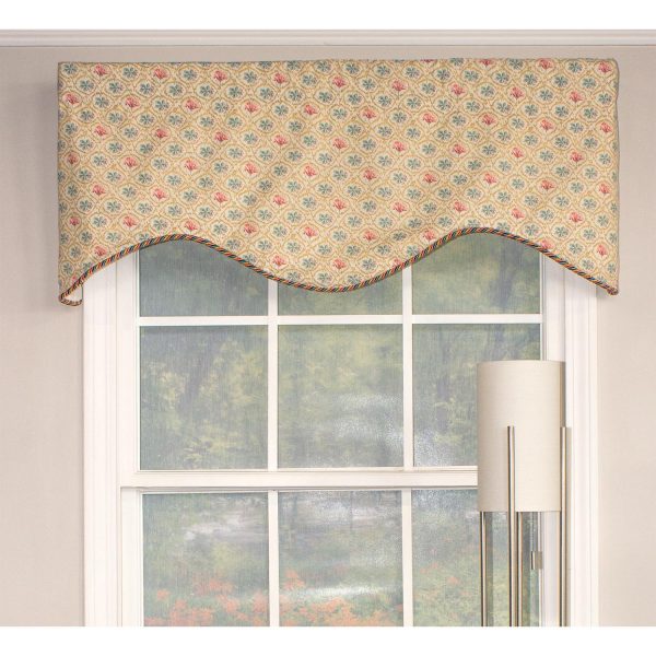 RLF Home Lake Blossom Corded Cornice 100% Cotton with Fully Lined 3 Rod Pocket Valnance for Windows 50 x 17 Multi - 图片 2