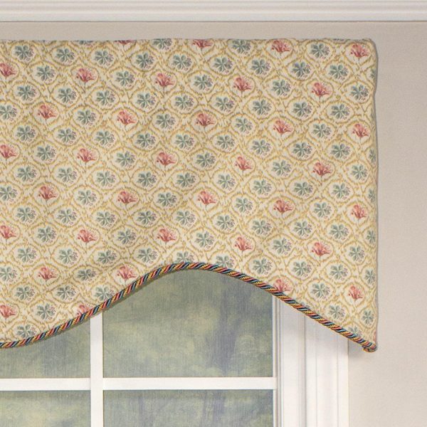 RLF Home Lake Blossom Corded Cornice 100% Cotton with Fully Lined 3 Rod Pocket Valnance for Windows 50 x 17 Multi - 图片 3