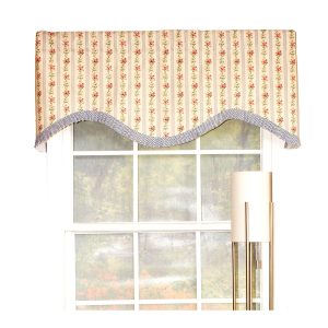 RLF Home Mountain Floral Ruffled Cornice 100% Cotton with Fully Lined 3 Rod Pocket Valnance for Windows 50 x 17 Blue