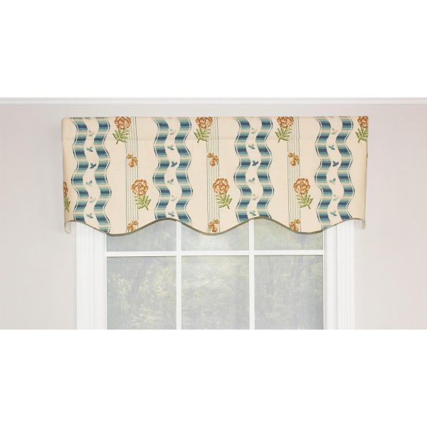 RLF Home Dauphine Provance 100% Cotton with Fully Lined 3 Rod Pocket Valnance for Windows 50 x 15 Teal - 图片 2