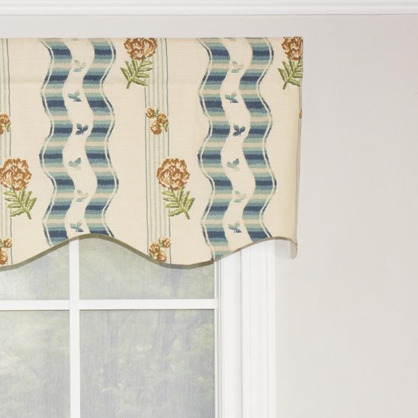 RLF Home Dauphine Provance 100% Cotton with Fully Lined 3 Rod Pocket Valnance for Windows 50 x 15 Teal - 图片 3