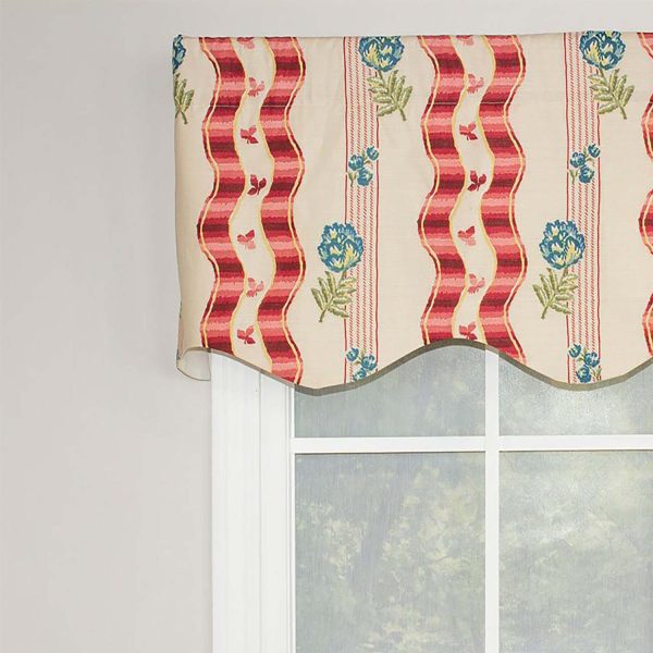 RLF Home Dauphine Provance 100% Cotton with Fully Lined 3 Rod Pocket Valnance for Windows 50 x 15 Red - 图片 5