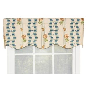 RLF Home Dauphine Provance 100% Cotton with Fully Lined 3 Rod Pocket Valnance for Windows 50 x 15 Teal